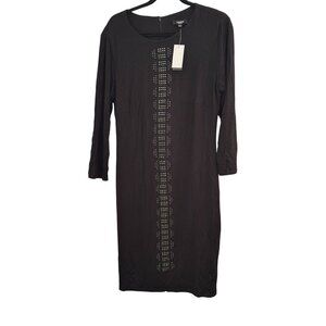 Black Premise Dresses Studded Midi Dress L Rayon & Spandex